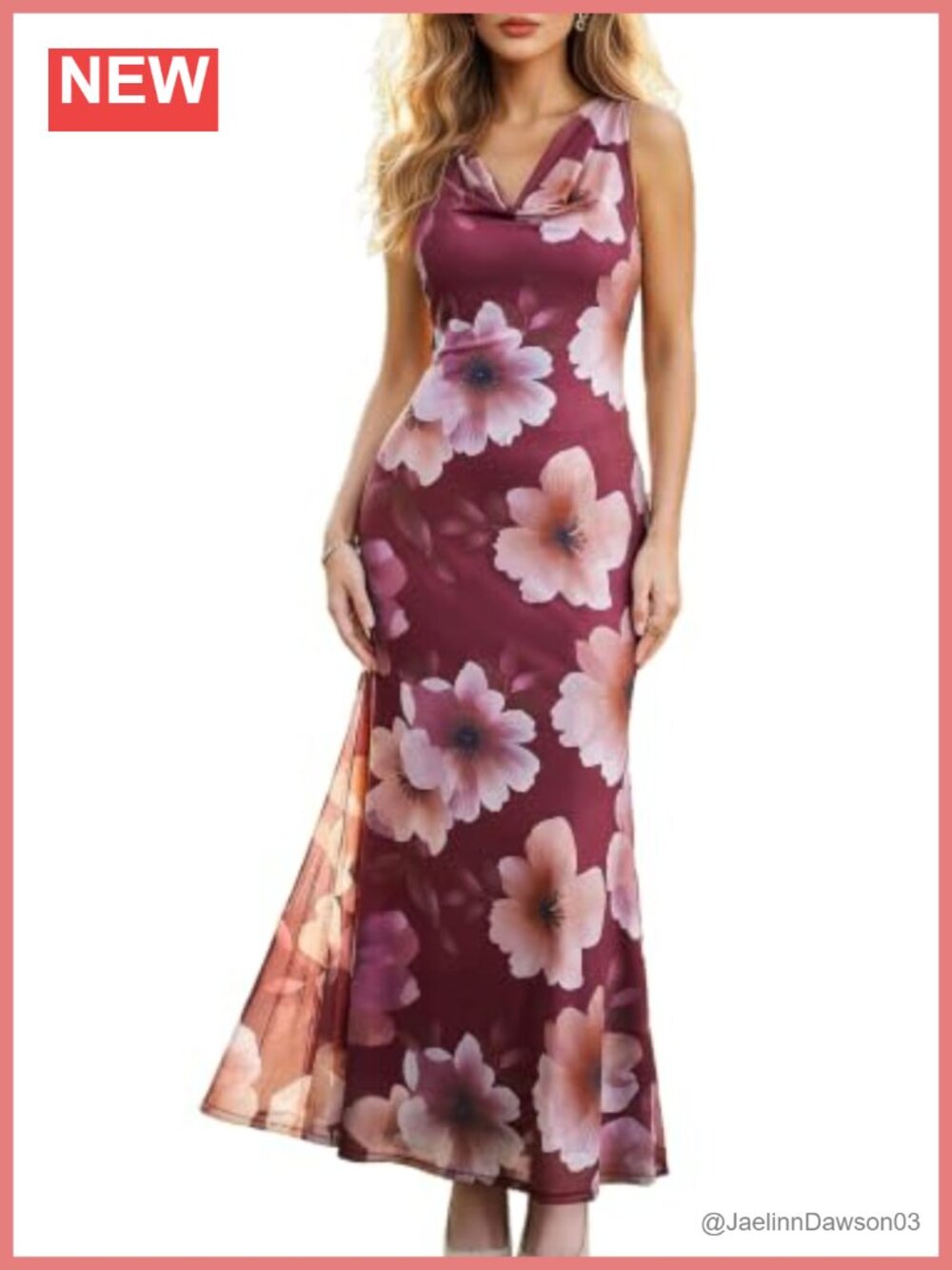 Women's Formal Maxi Dress Sleeveless Cowl Neck Wedding Guest